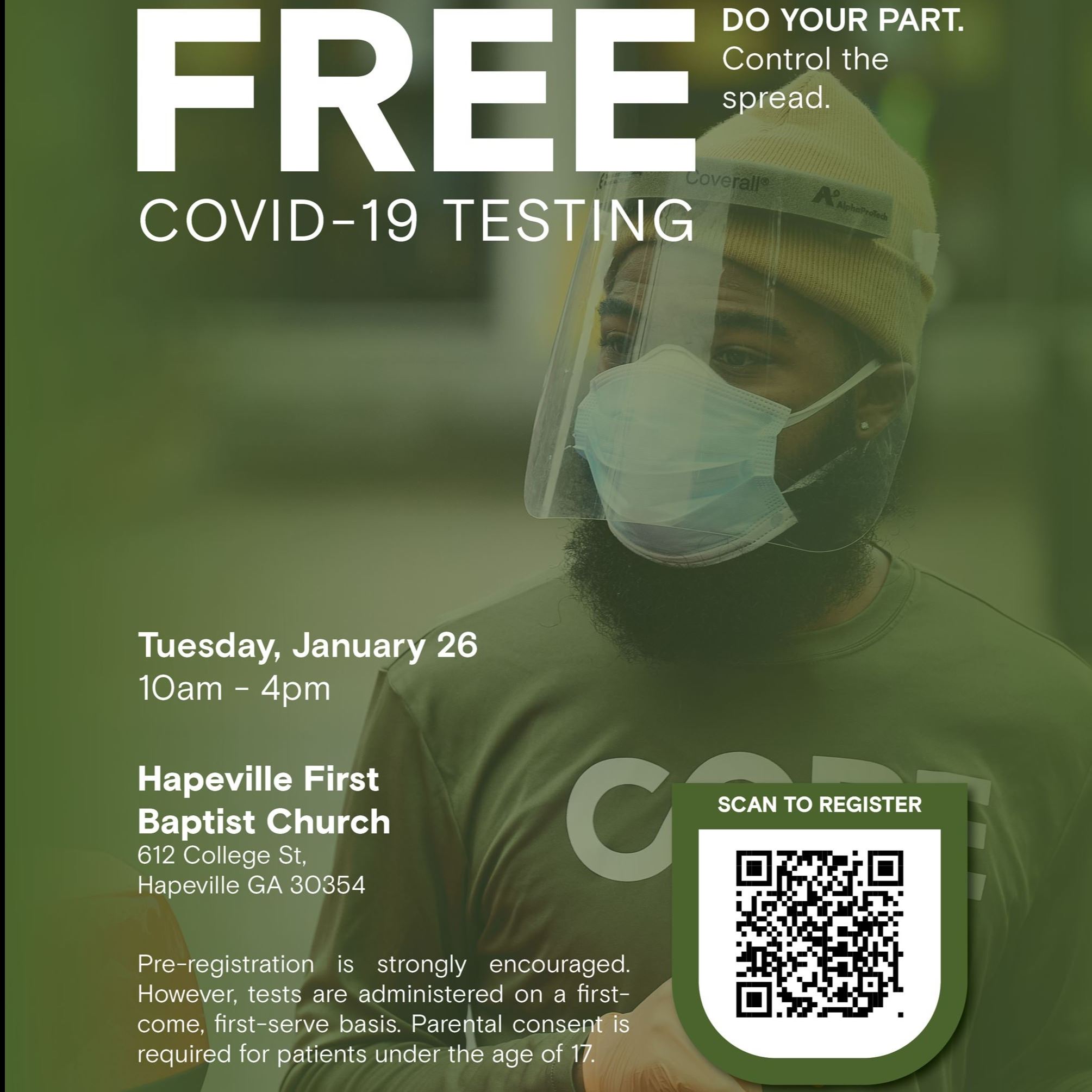 Flyer advertising FREE COVID-testing